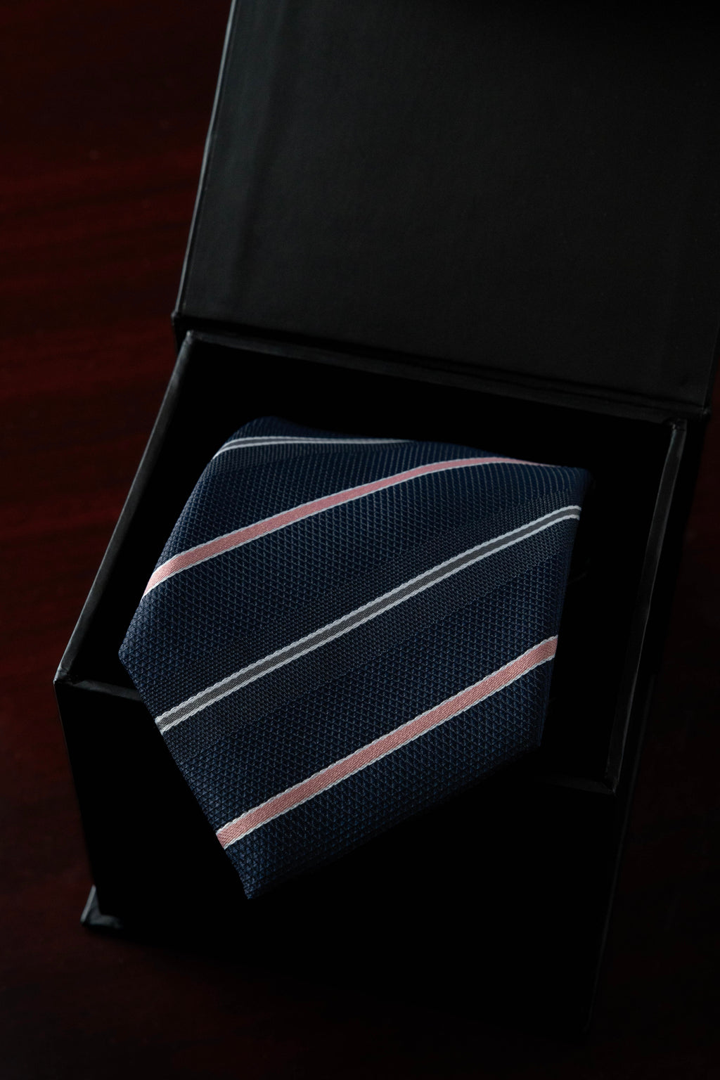 Pink Striped Silk Jacquard Tie