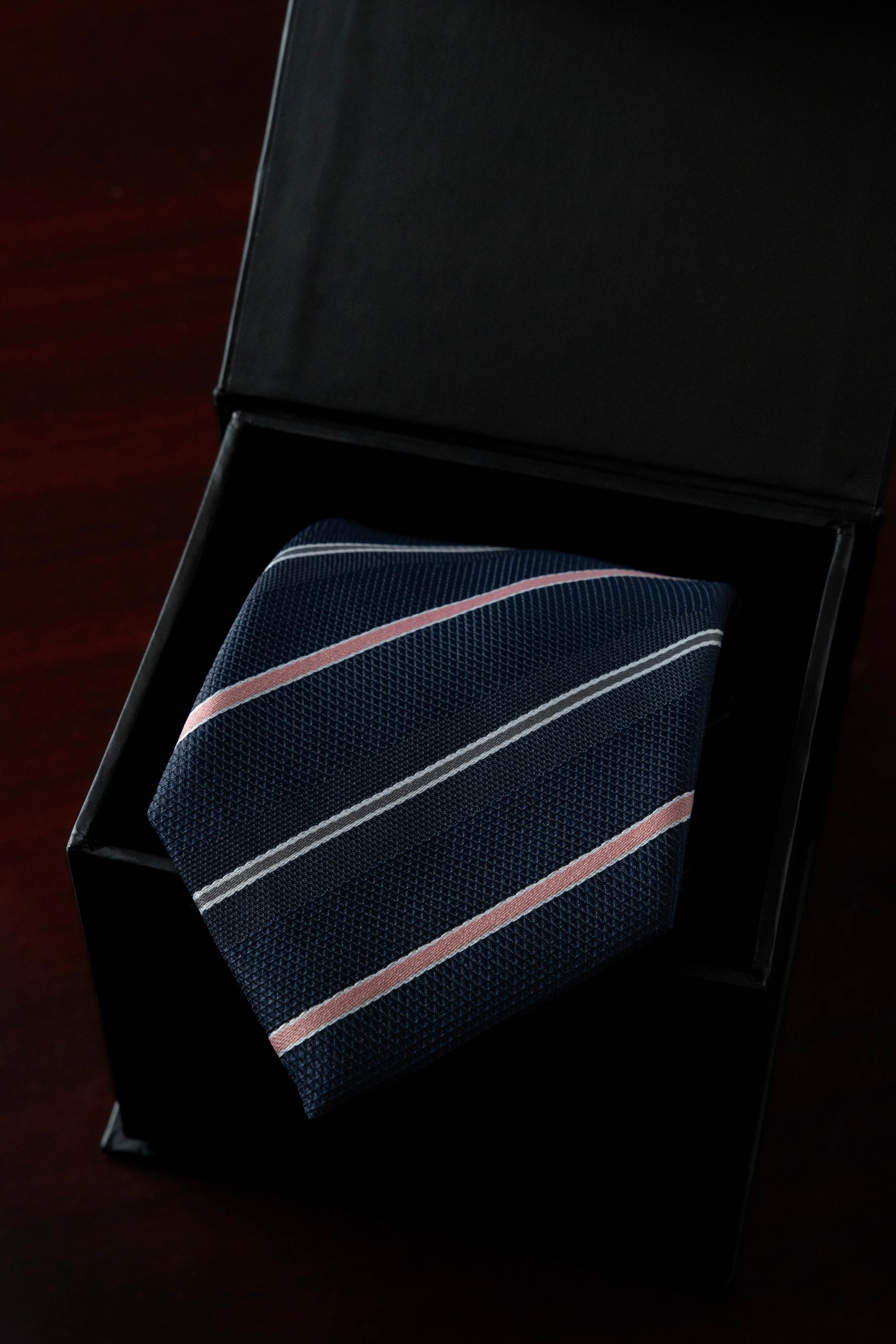Pink Striped Silk Jacquard Tie