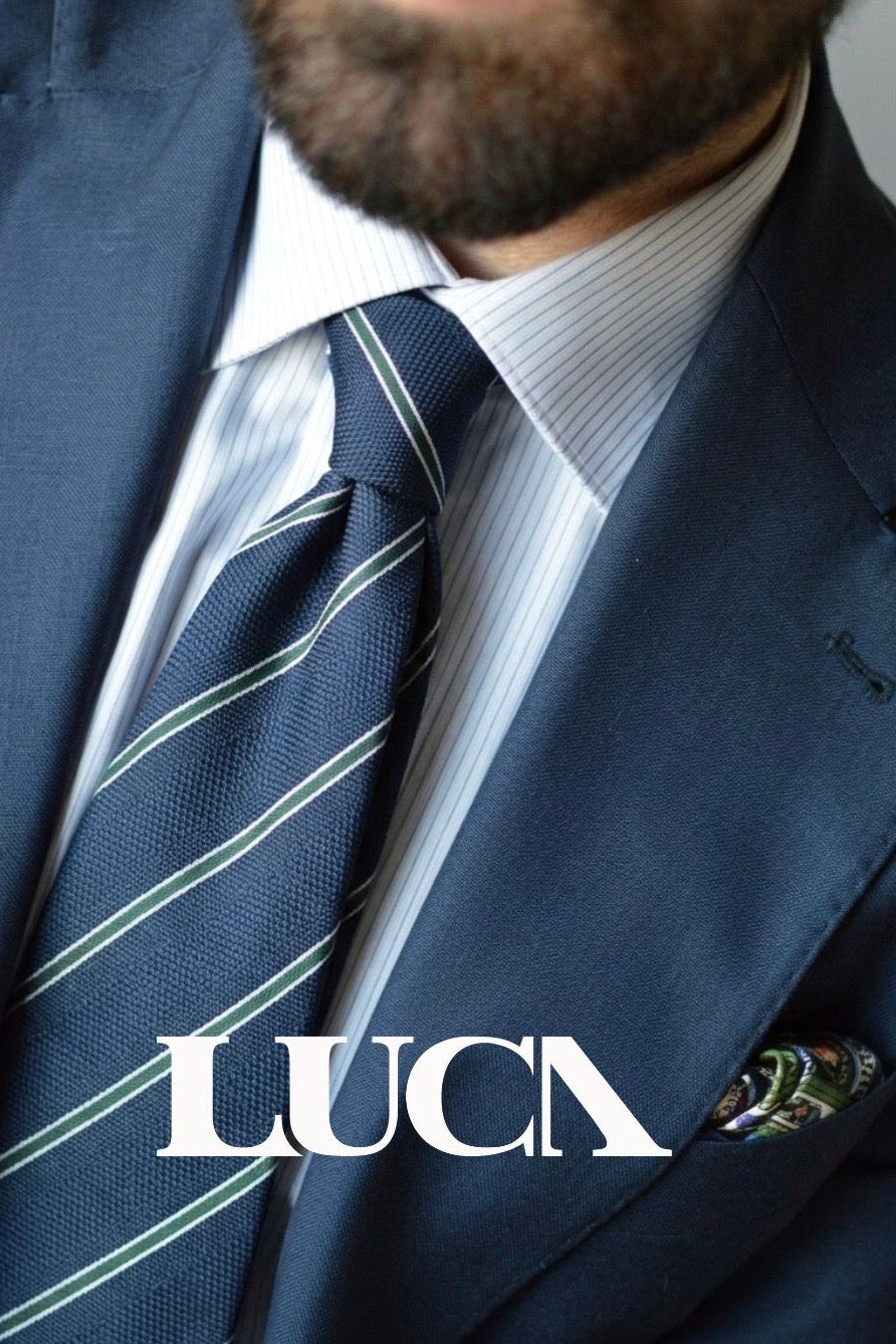 Green Glow on Navy Silk Jacquard Tie