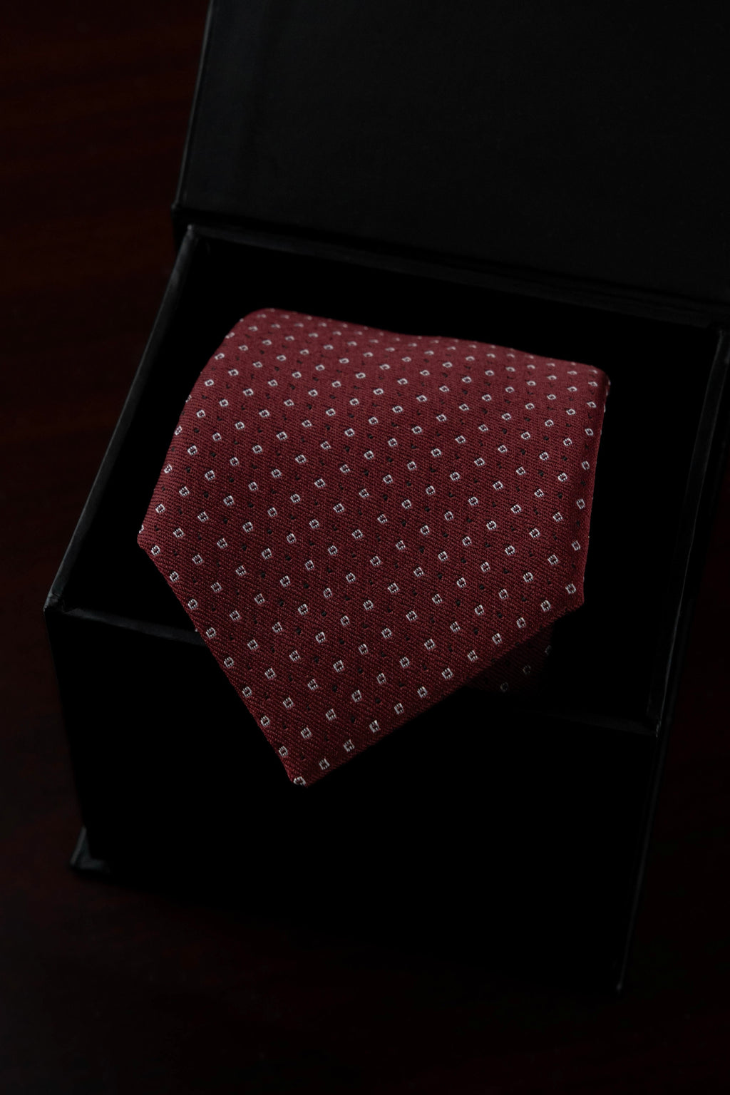 Burgundy Pinpoint Silk Jacquard Tie