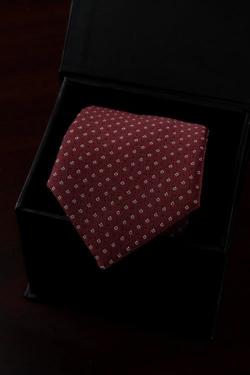 Burgundy Pinpoint Silk Jacquard Tie