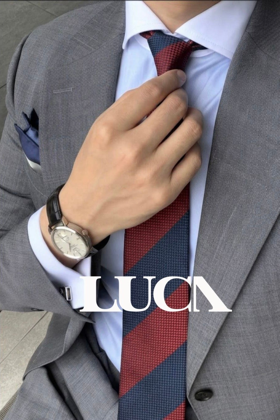 Burgundy & Navy Silk Jacquard Tie