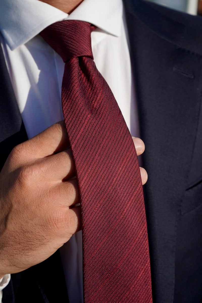 Burgundy Lines Silk Jacquard Tie