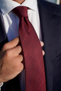 Burgundy Lines Silk Jacquard Tie