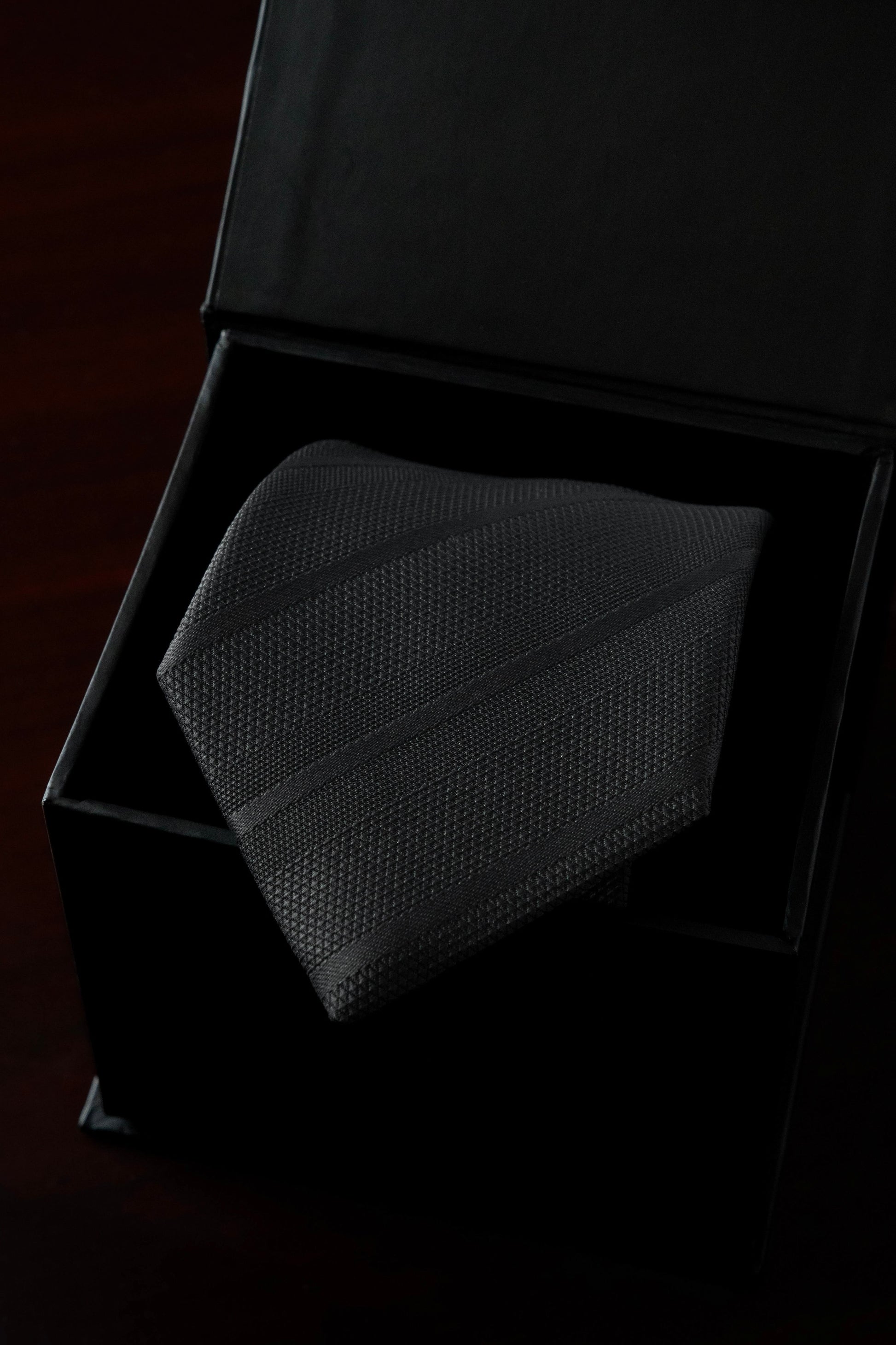 Dark Grey Striped Silk Jacquard Tie