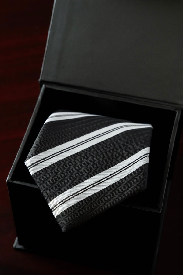 Black Striped Jacquard Tie