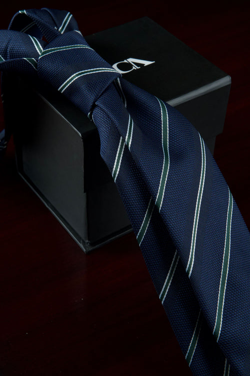 Green Glow on Navy Jacquard Tie