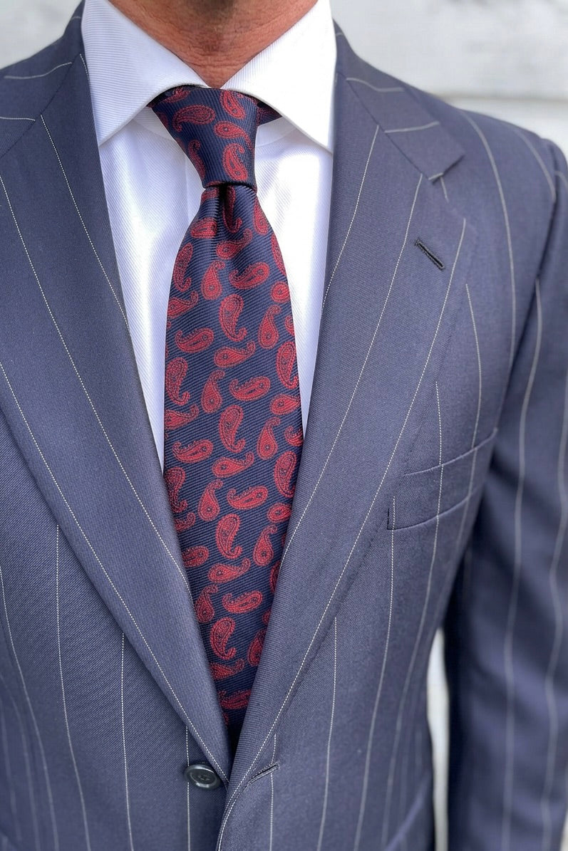 Burgundy Paisley Silk Jacquard Tie