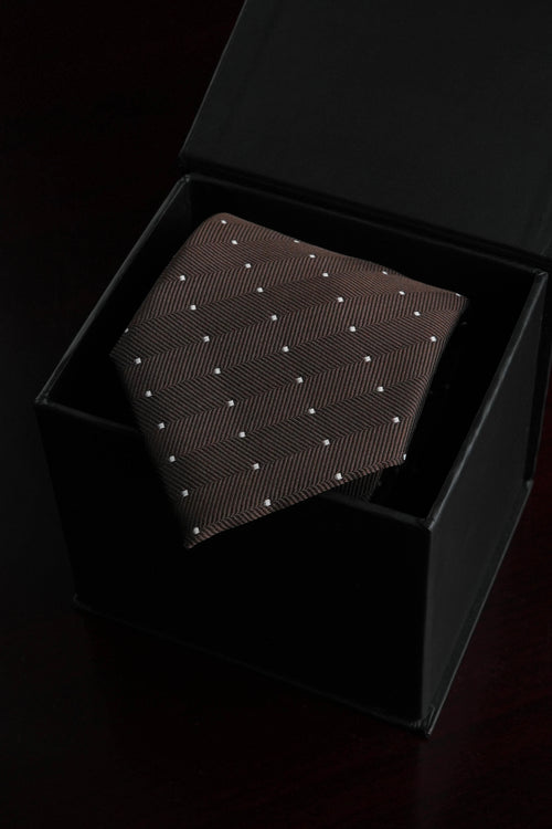 Cocoa Snow Silk Jacquard Tie