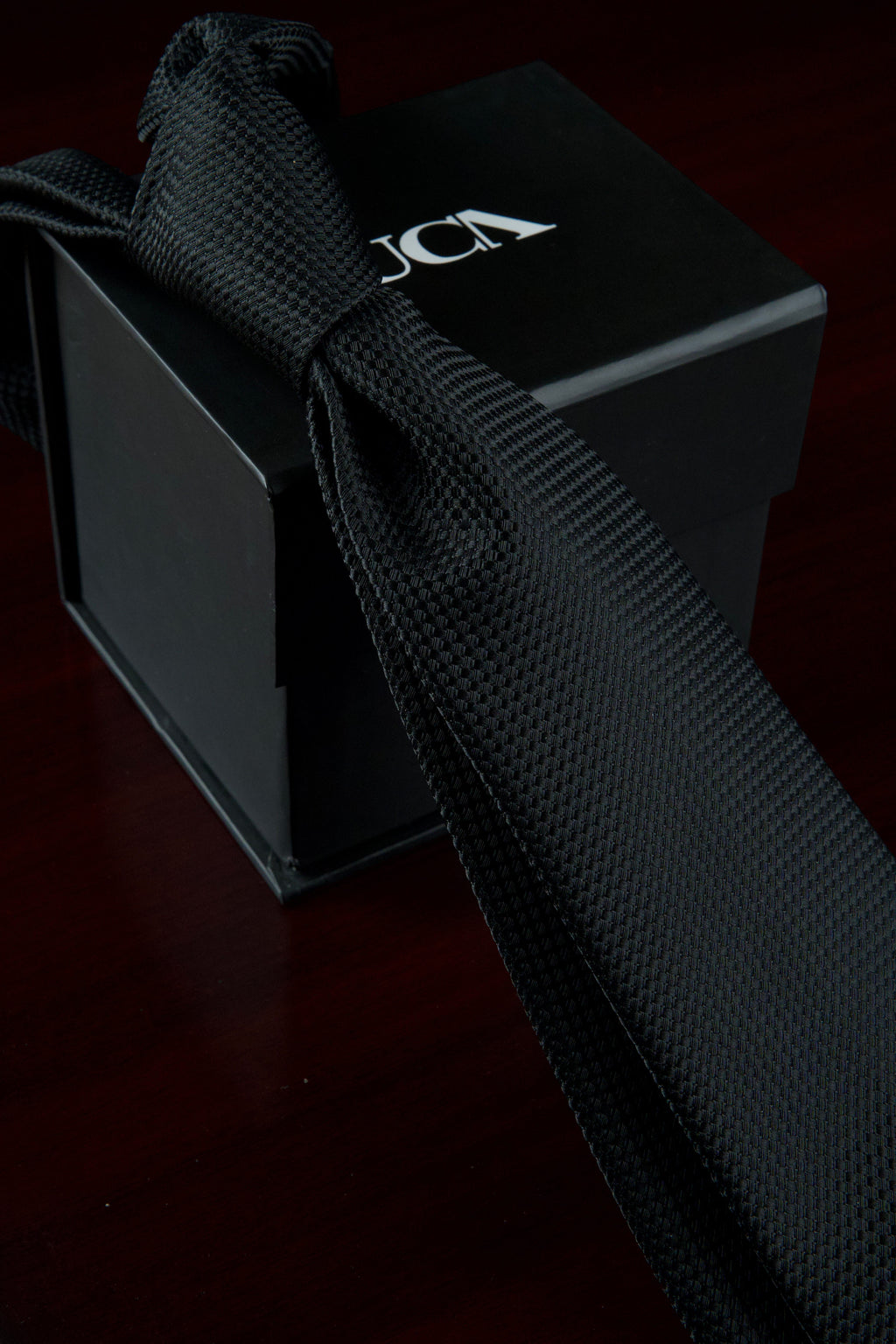 Pure Black Statement Jacquard Tie