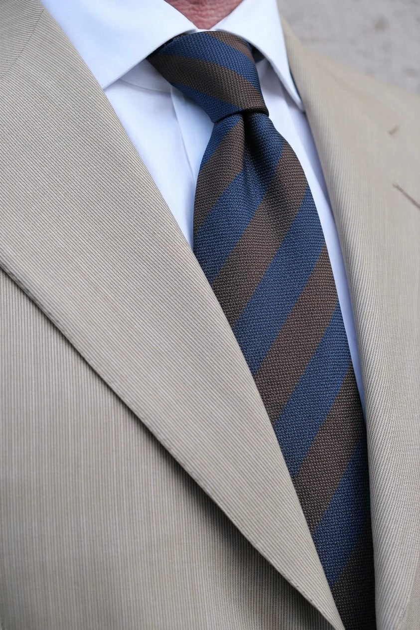 Navy Cocoa Silk Jacquard Tie