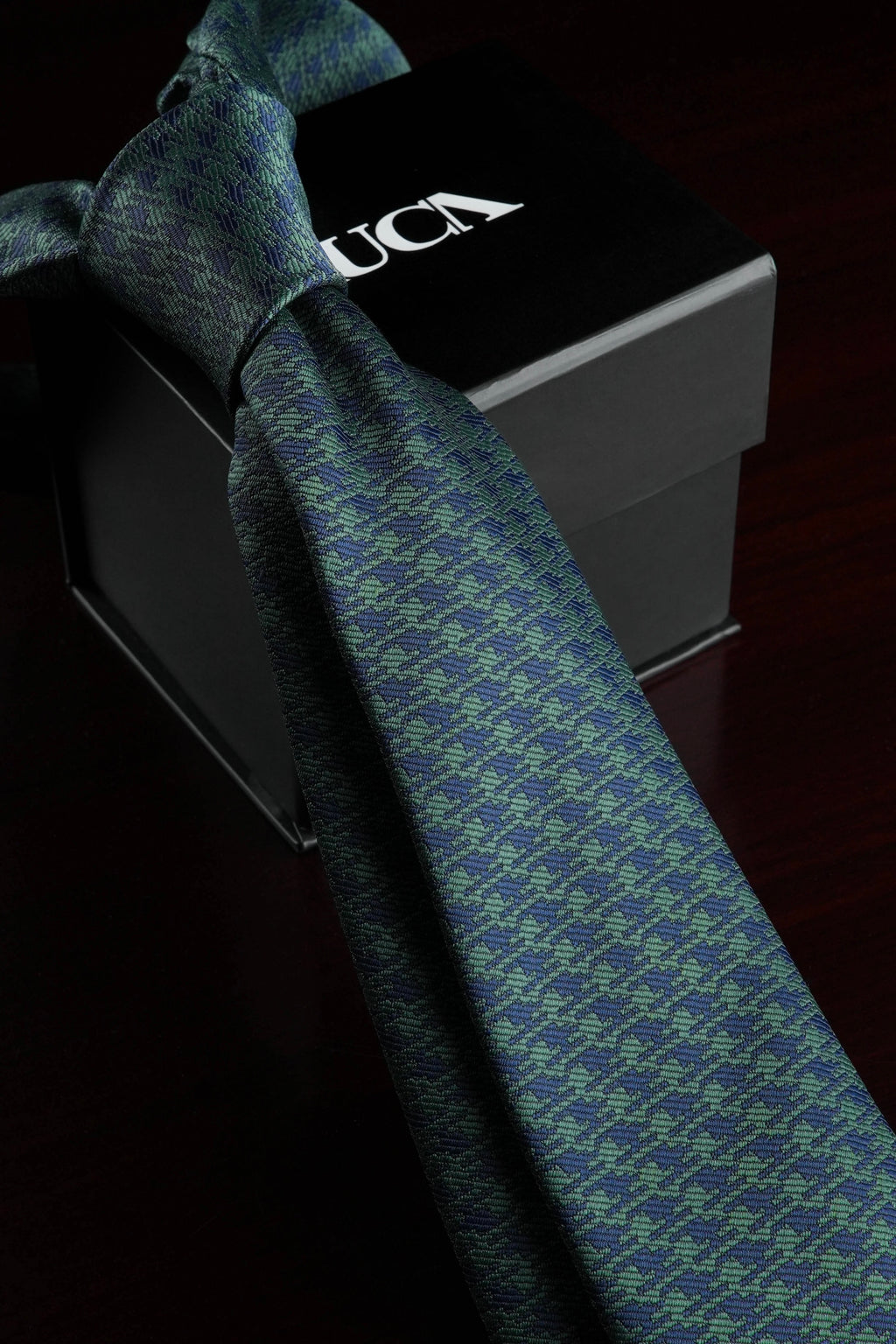 Olive Check Silk Jacquard Tie