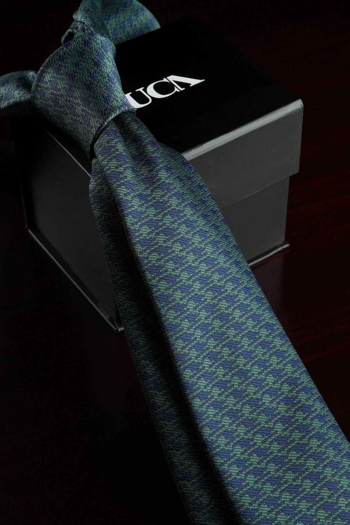 Olive Check Silk Jacquard Tie