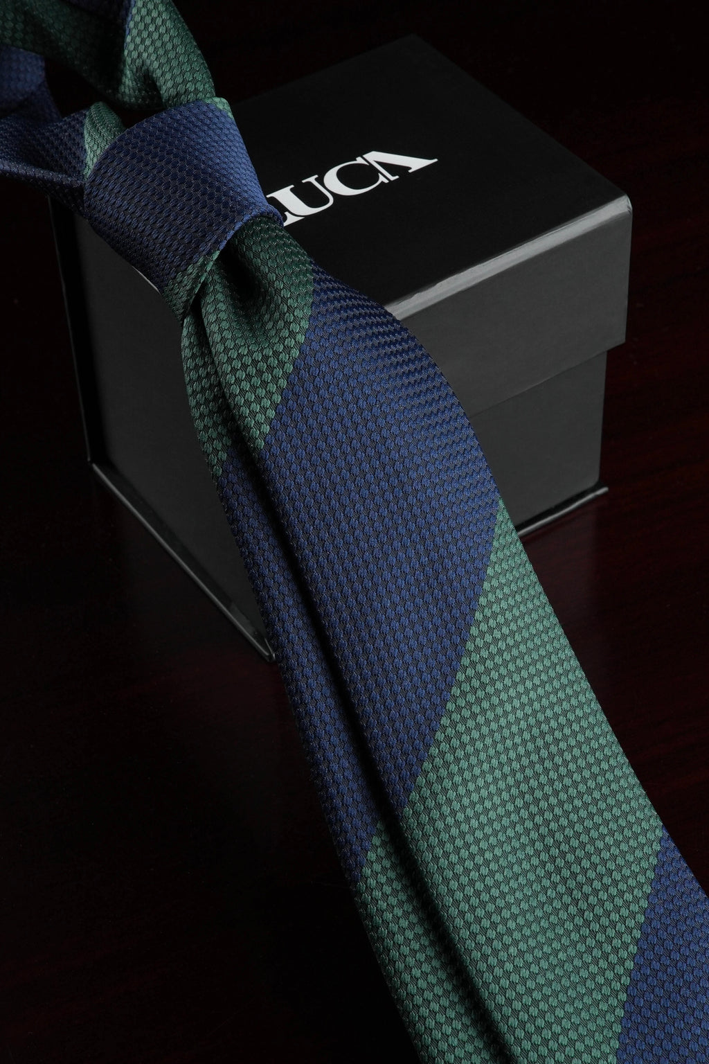 Olive & Navy Silk Jacquard Tie