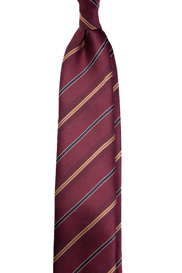Maroon Gold Striped Jacquard Tie