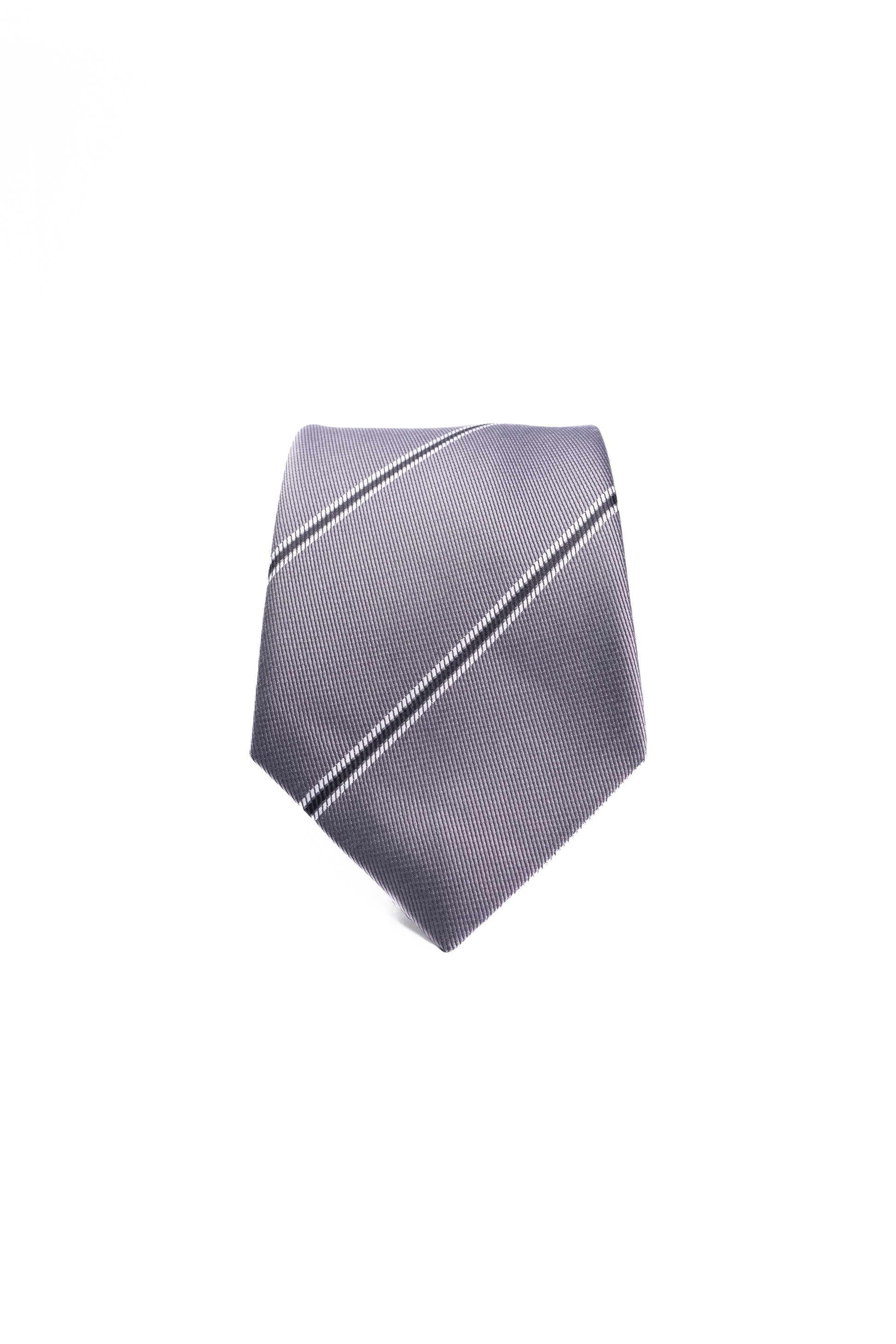 Graphite Shadow Striped Jacquard Tie