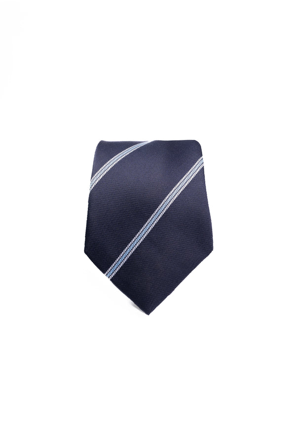 Midnight & Sky Striped Silk Jacquard Tie