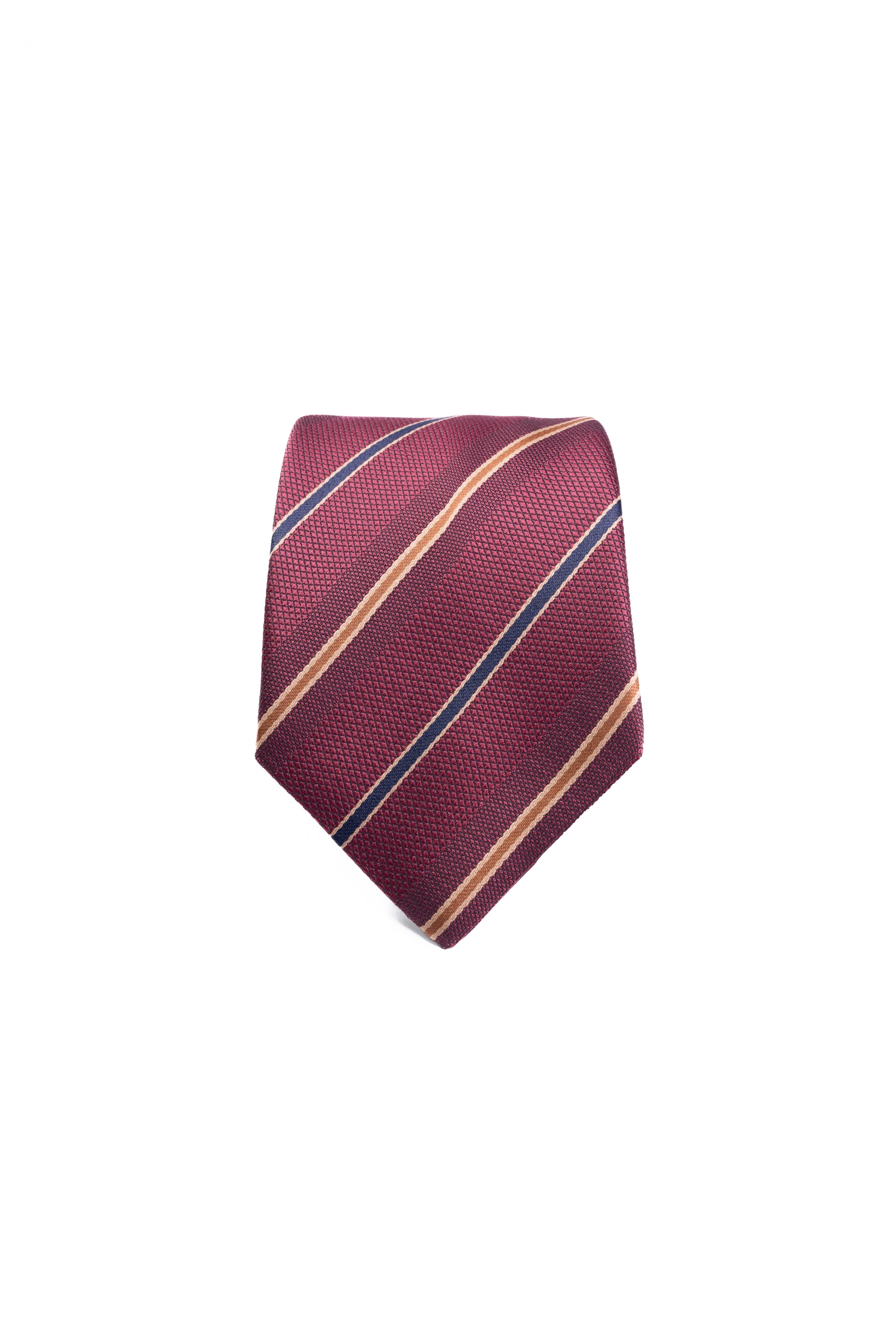 Maroon Gold Striped Jacquard Tie