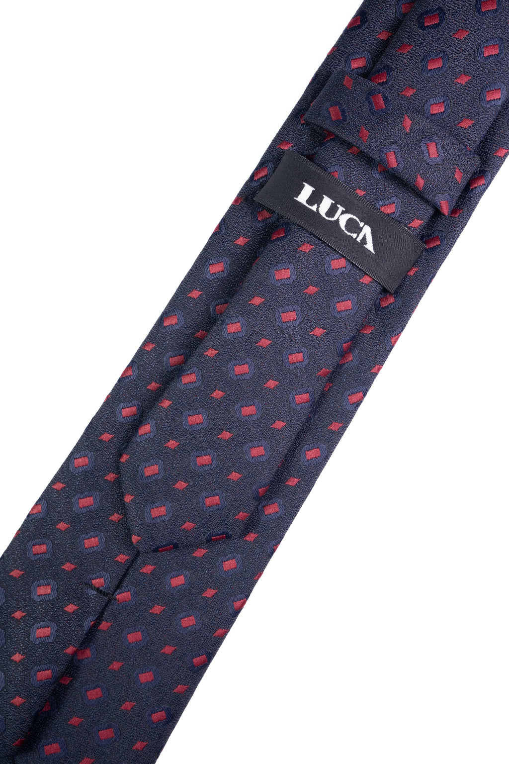 Garnet Glow on Navy Silk Jacquard Tie
