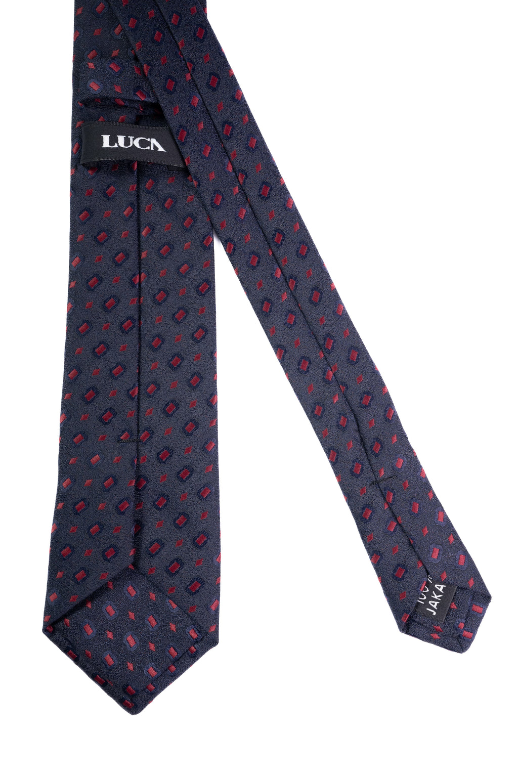 Garnet Glow on Navy Silk Jacquard Tie