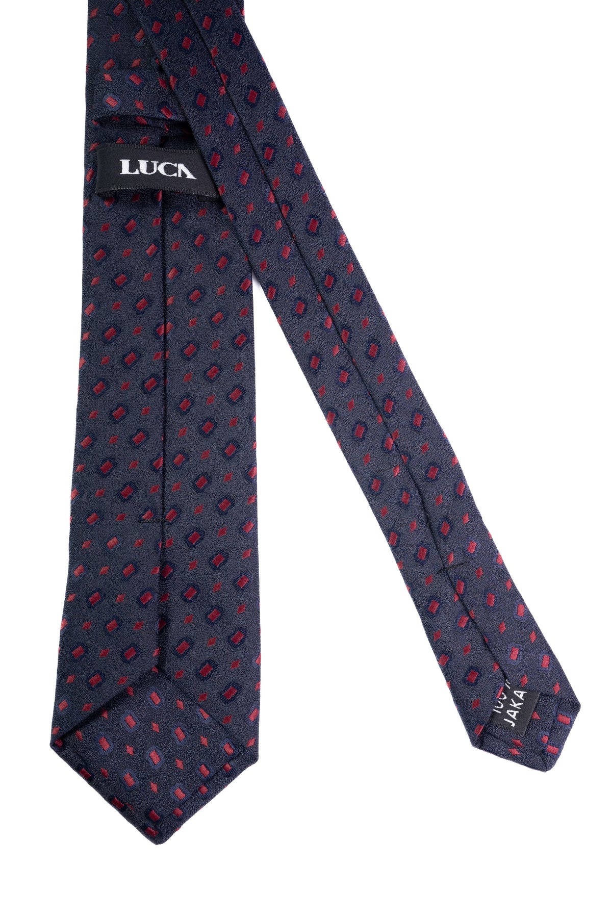 Garnet Glow on Navy Silk Jacquard Tie