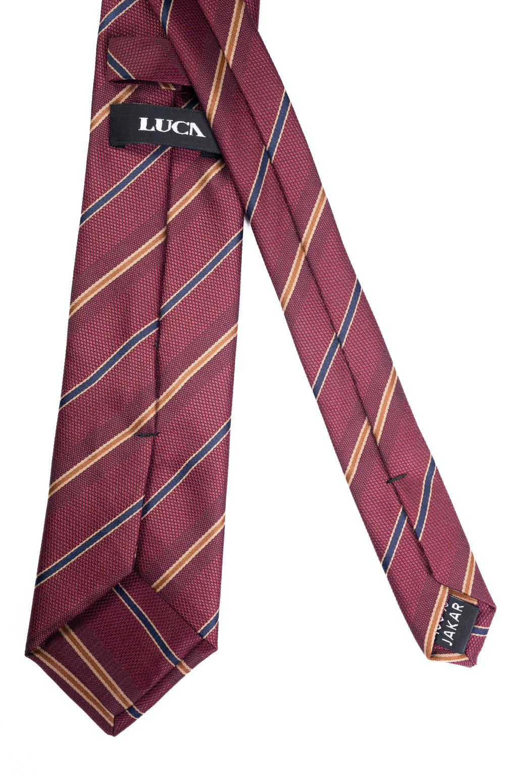 Maroon Gold Striped Jacquard Tie