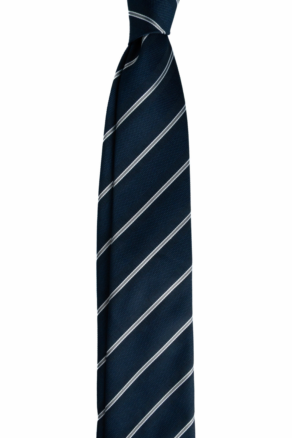 Grey on Navy Silk Jacquard Tie