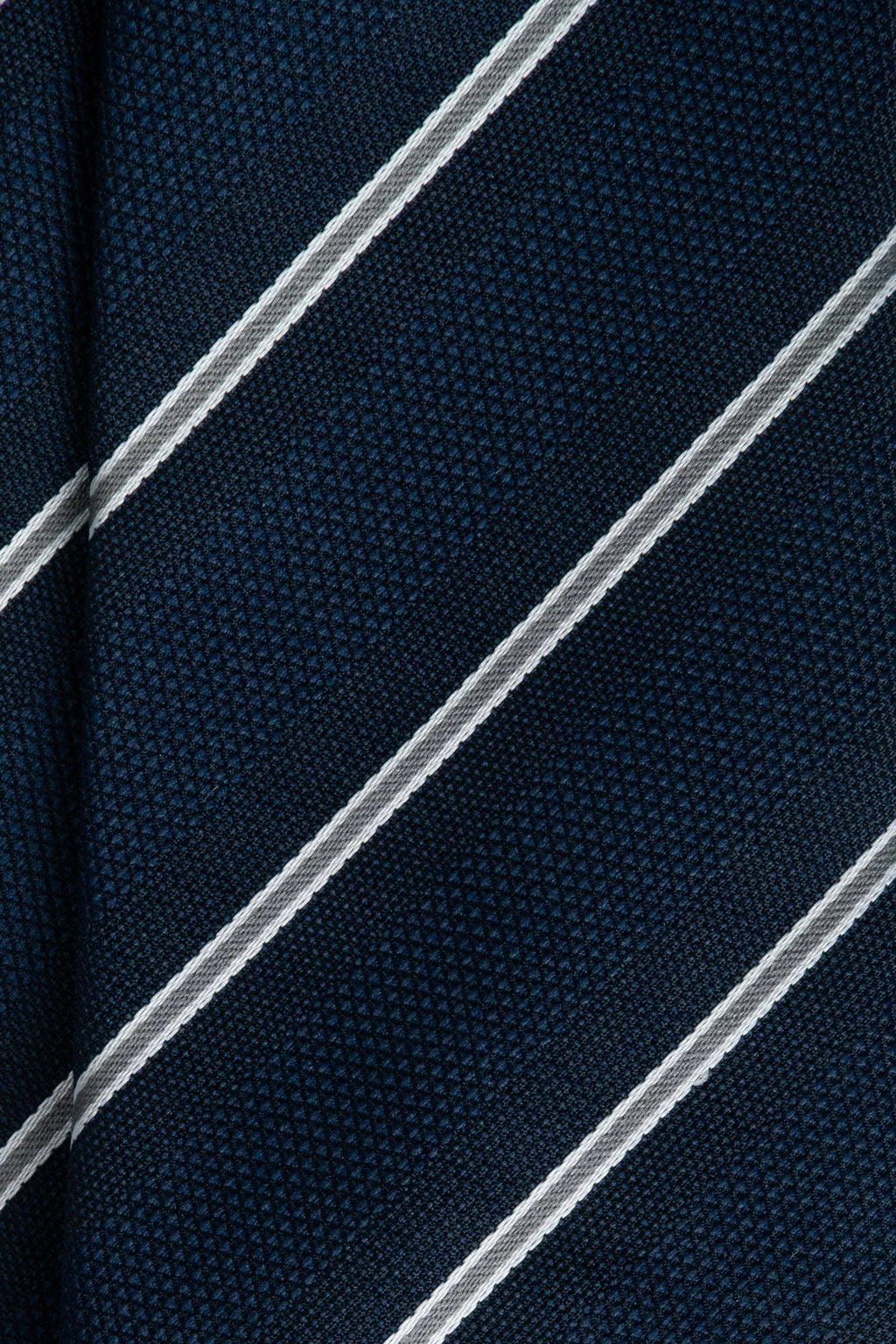 Grey on Navy Silk Jacquard Tie
