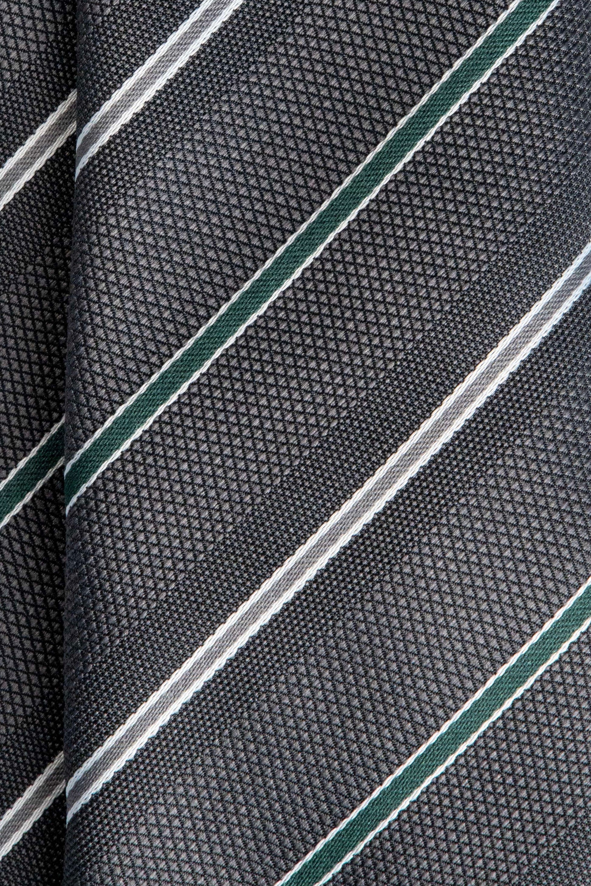 Dark Green Glow on Grey Silk Jacquard Tie