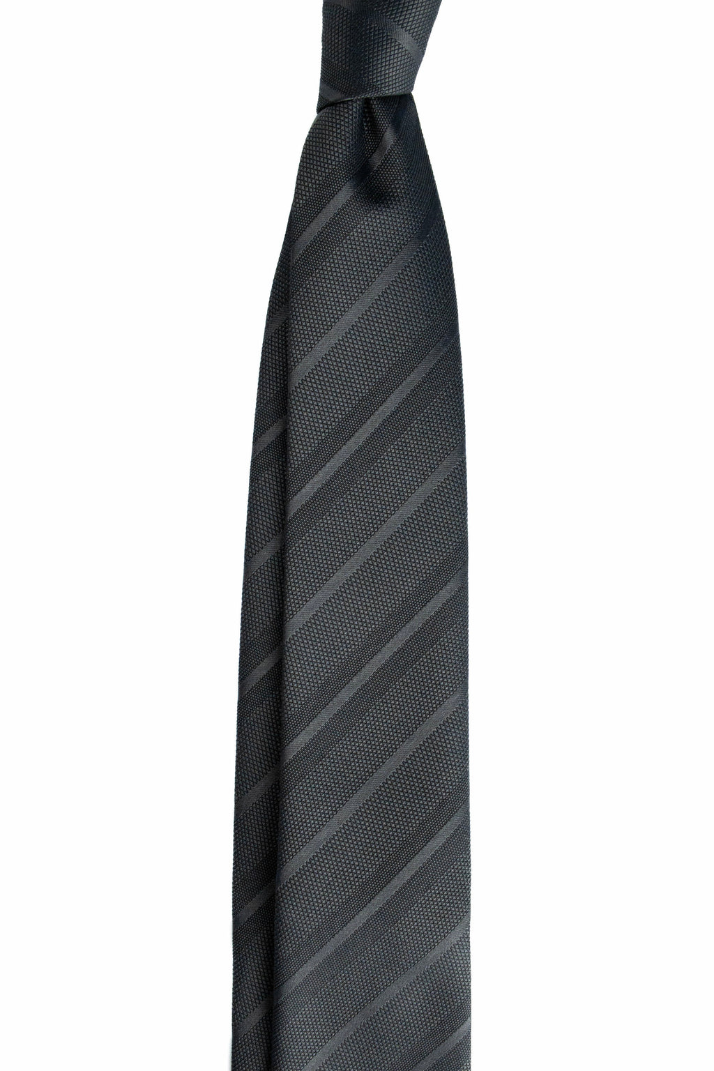 Dark Grey Striped Silk Jacquard Tie