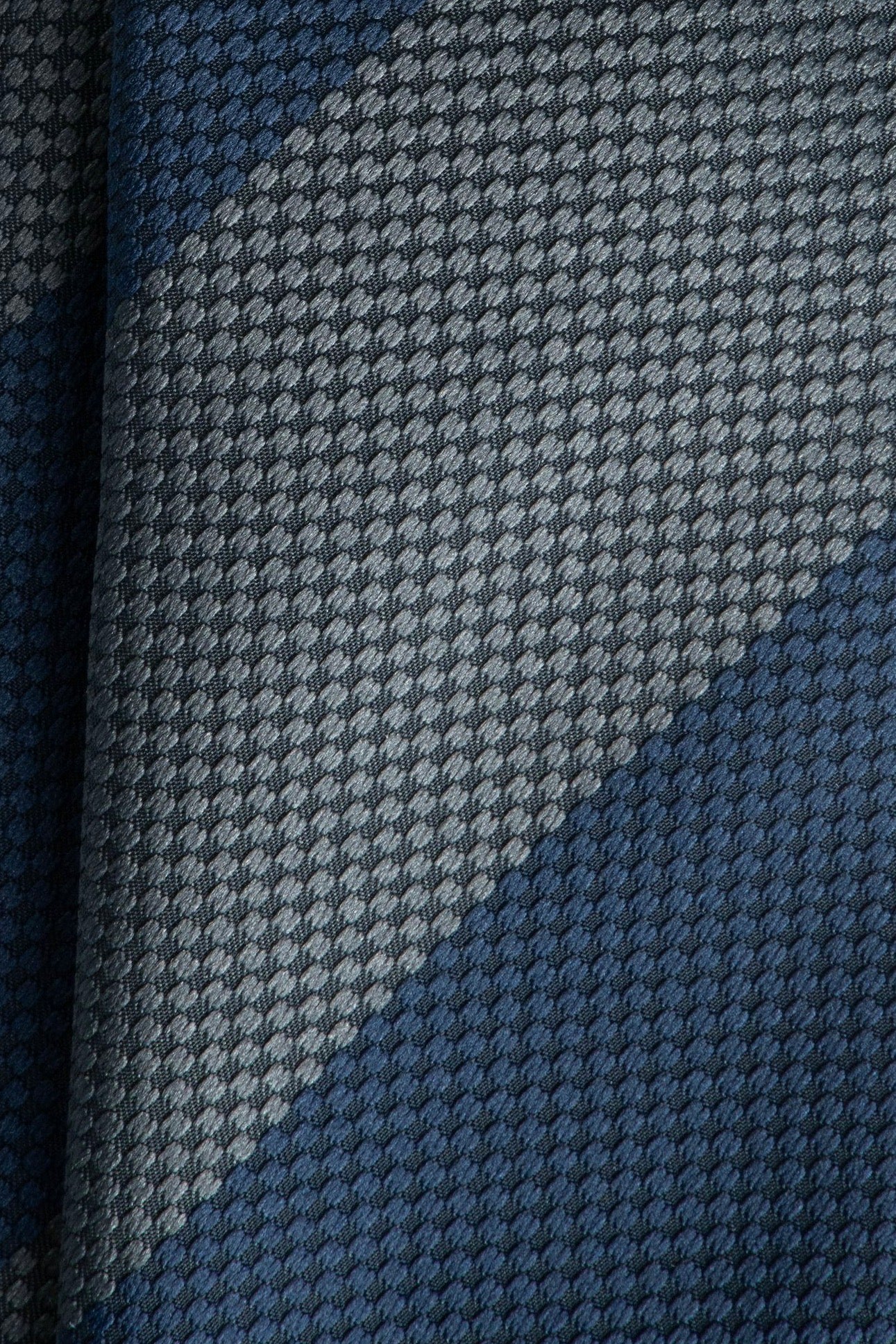 Grey & Navy Silk Jacquard Tie