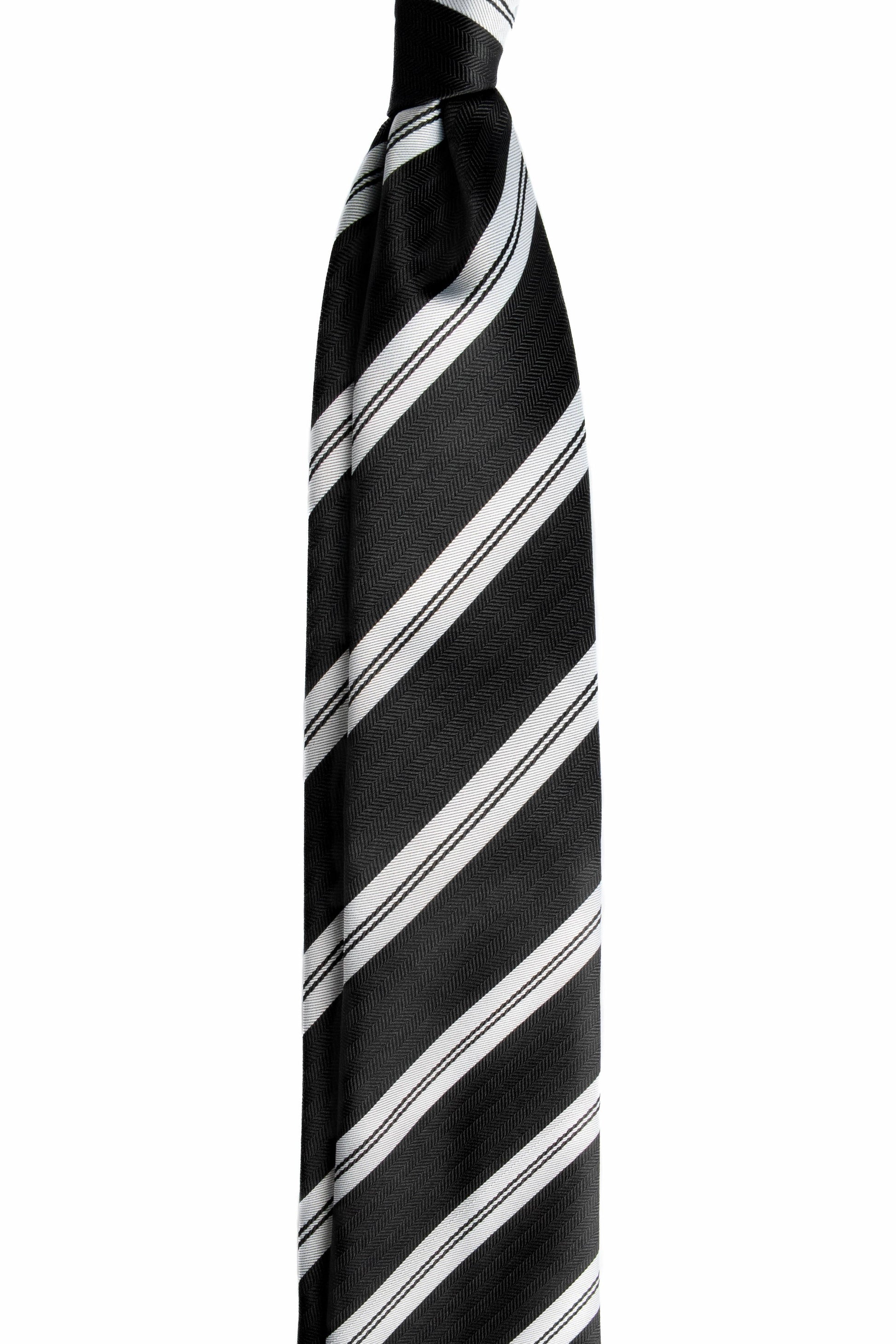 Black Striped Silk Jacquard Tie
