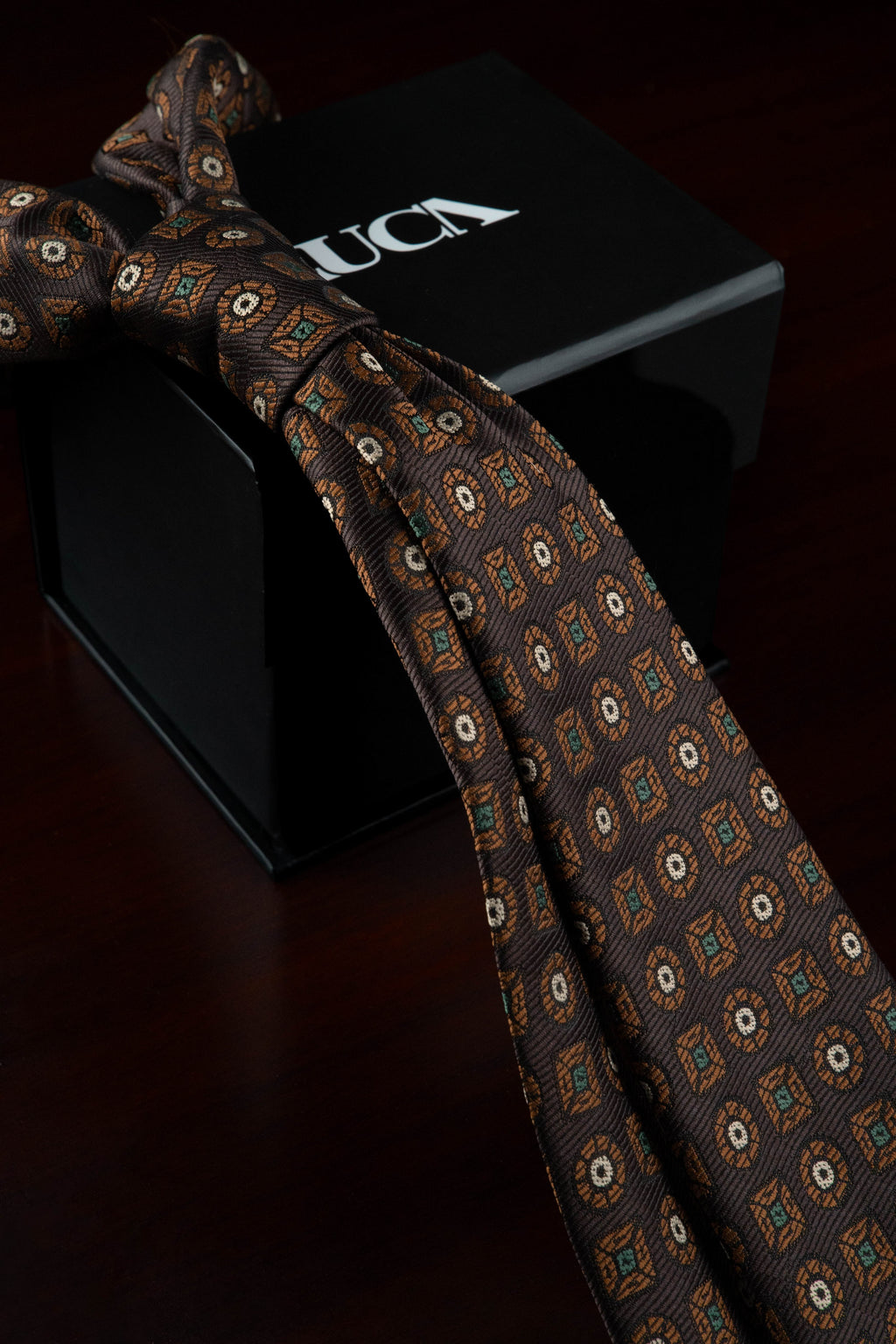 Emerald Brown Silk Jacquard Tie