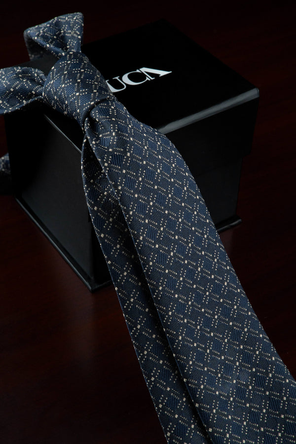 Sunlit Navy Silk Jacquard Tie