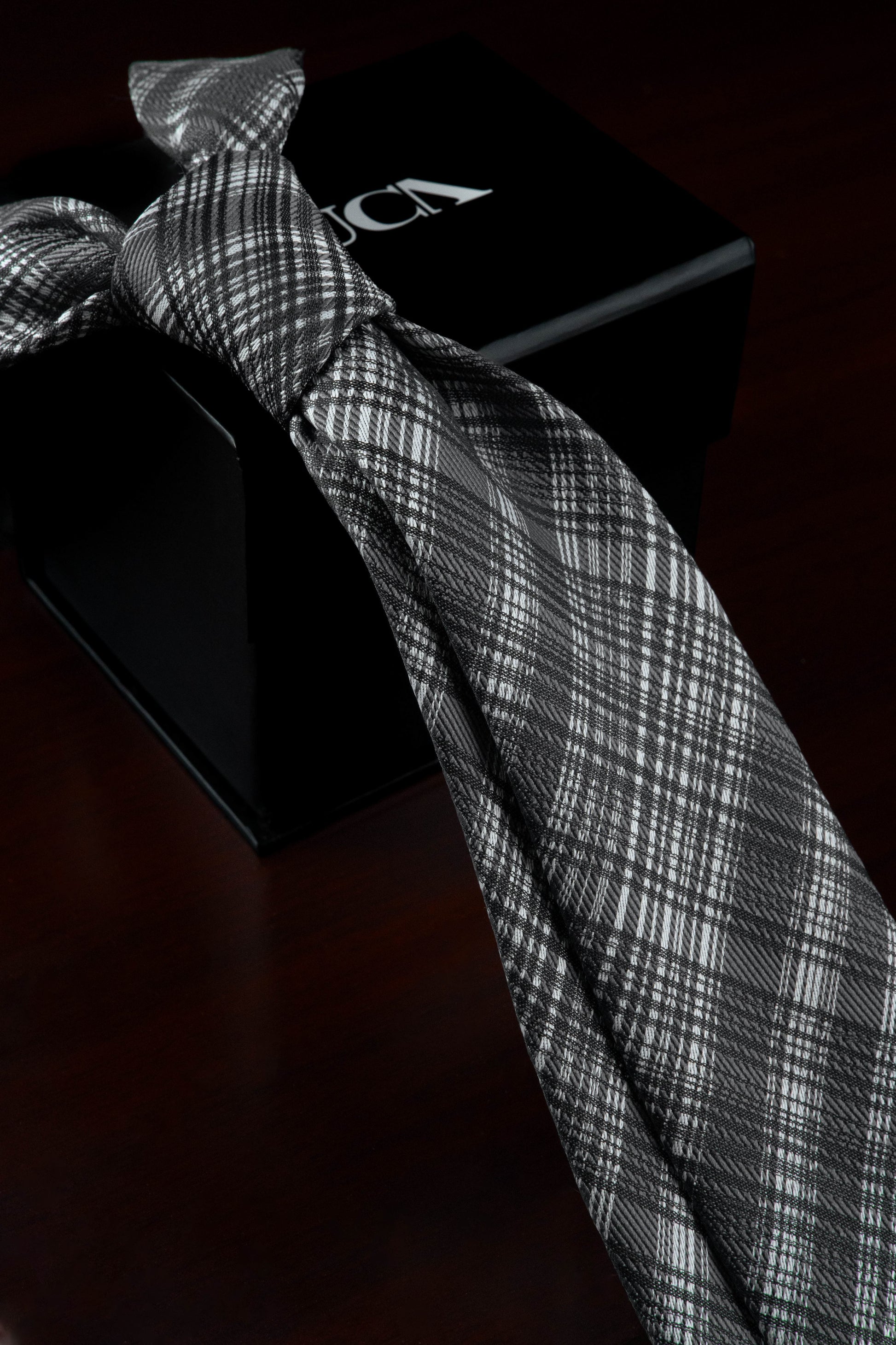 Textured Grey Silk Jacquard Tie