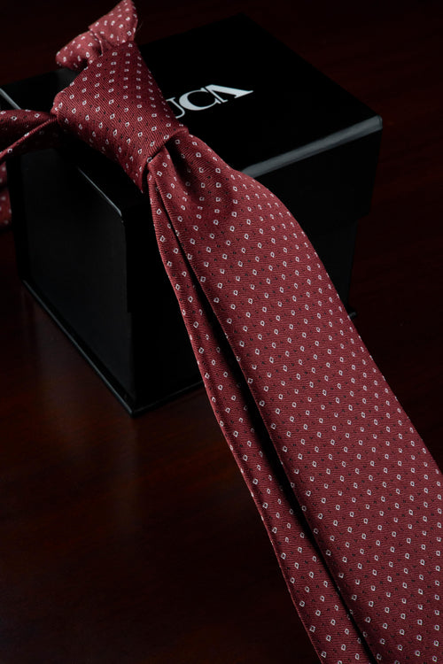 Burgundy Pinpoint Silk Jacquard Tie