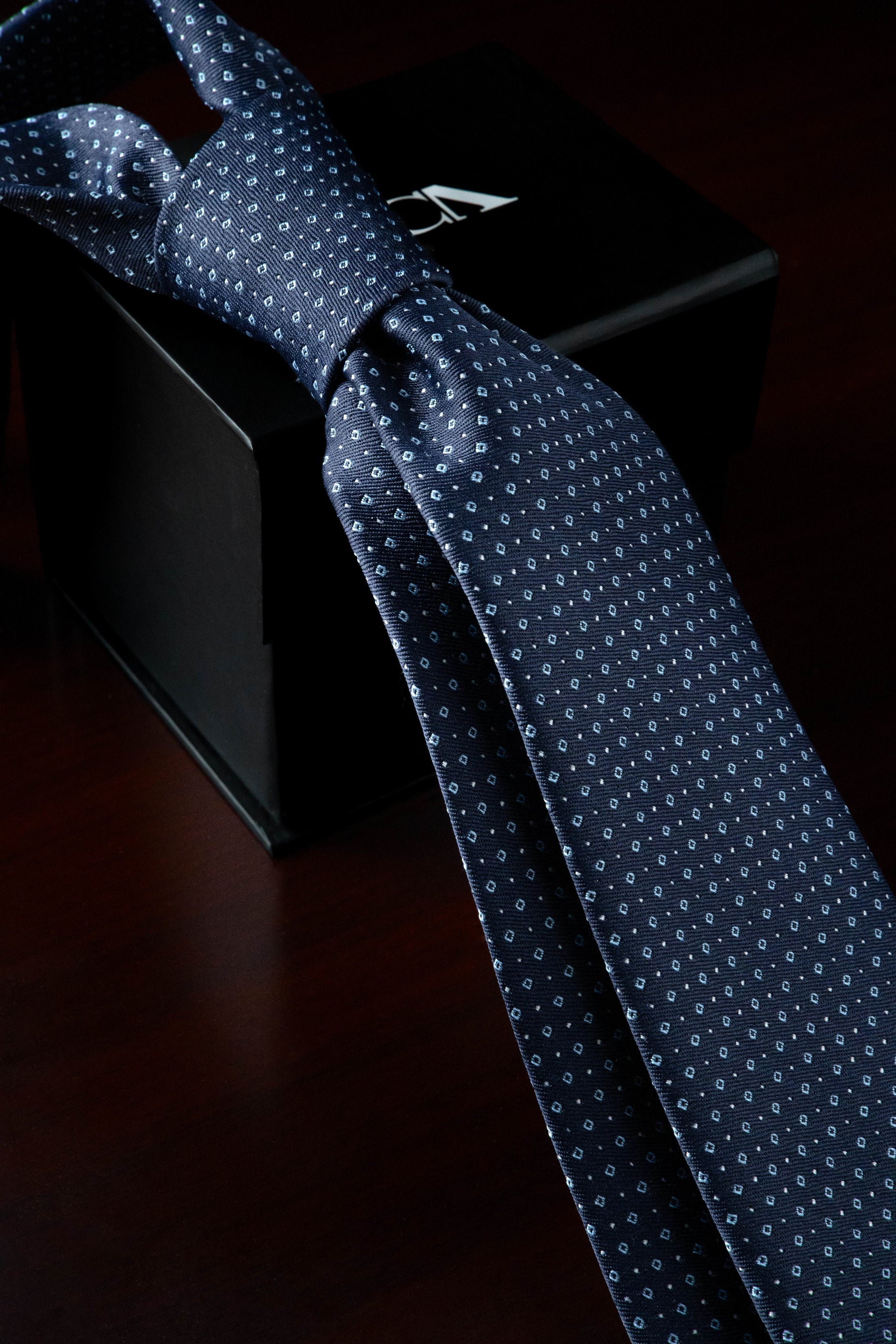 Navy Pinpoint Jacquard Tie