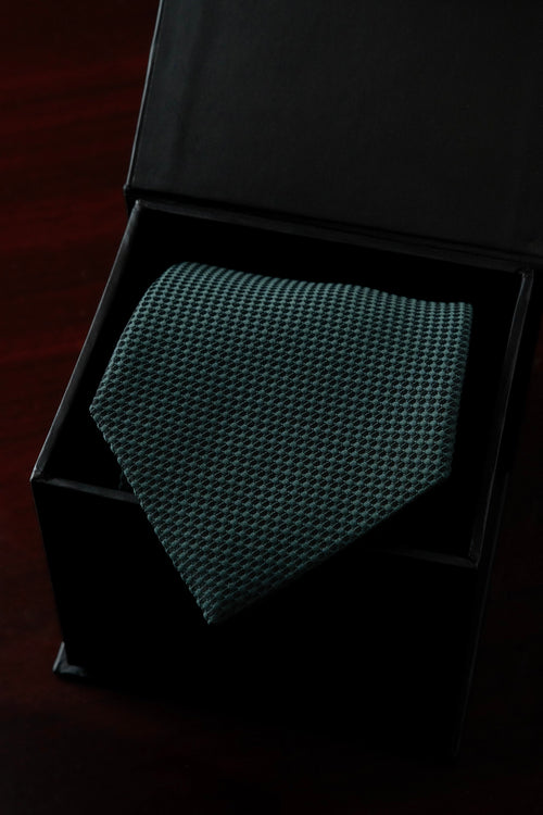 Dark Green Silk Jacquard Tie