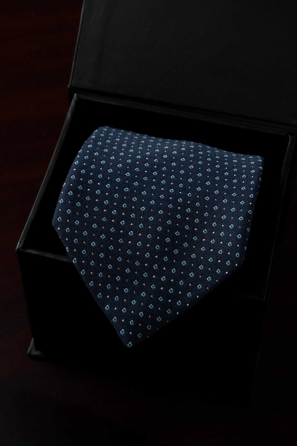 Navy Pinpoint Jacquard Tie