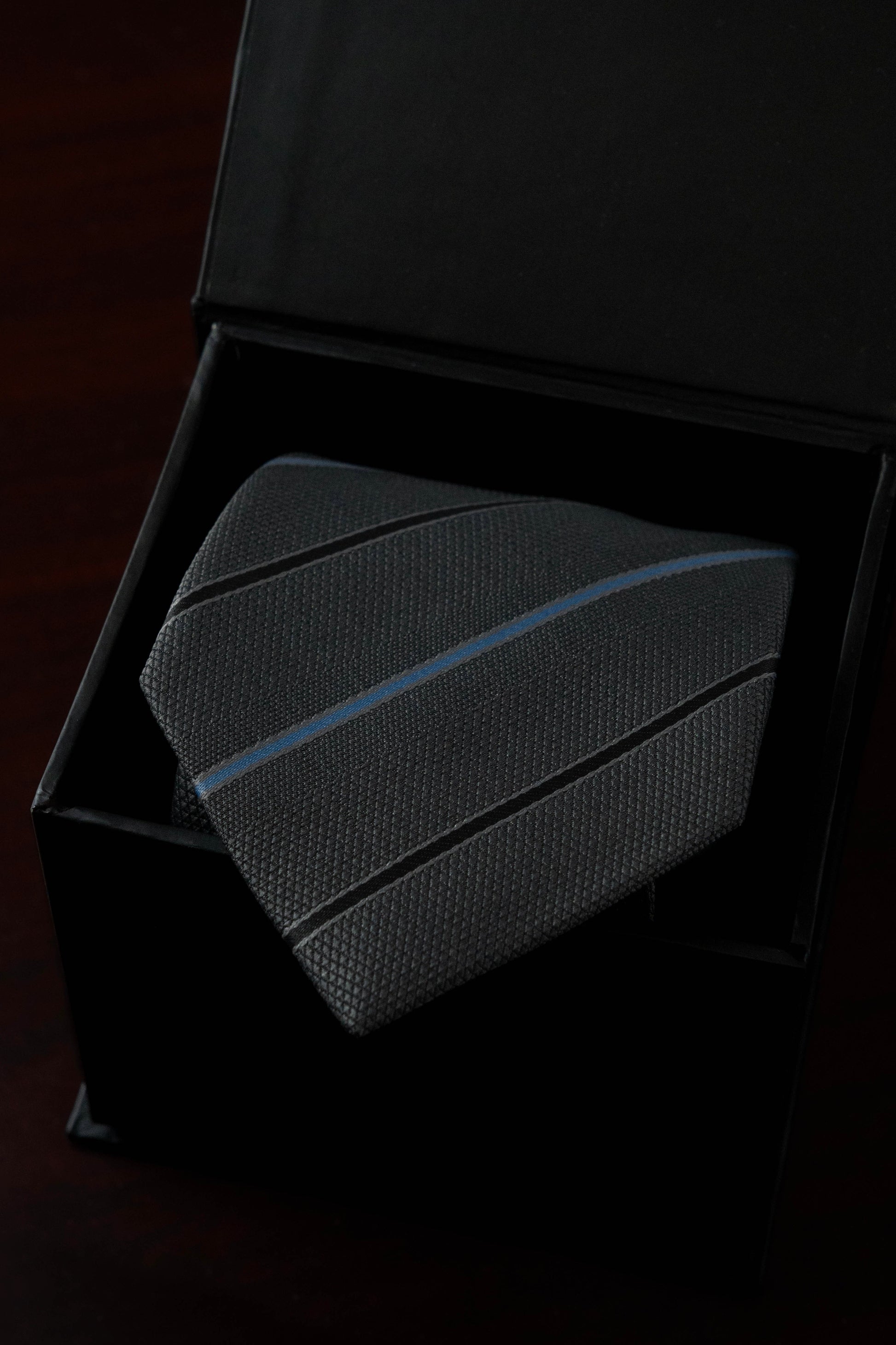 Ocean Grey Striped Silk Jacquard Tie