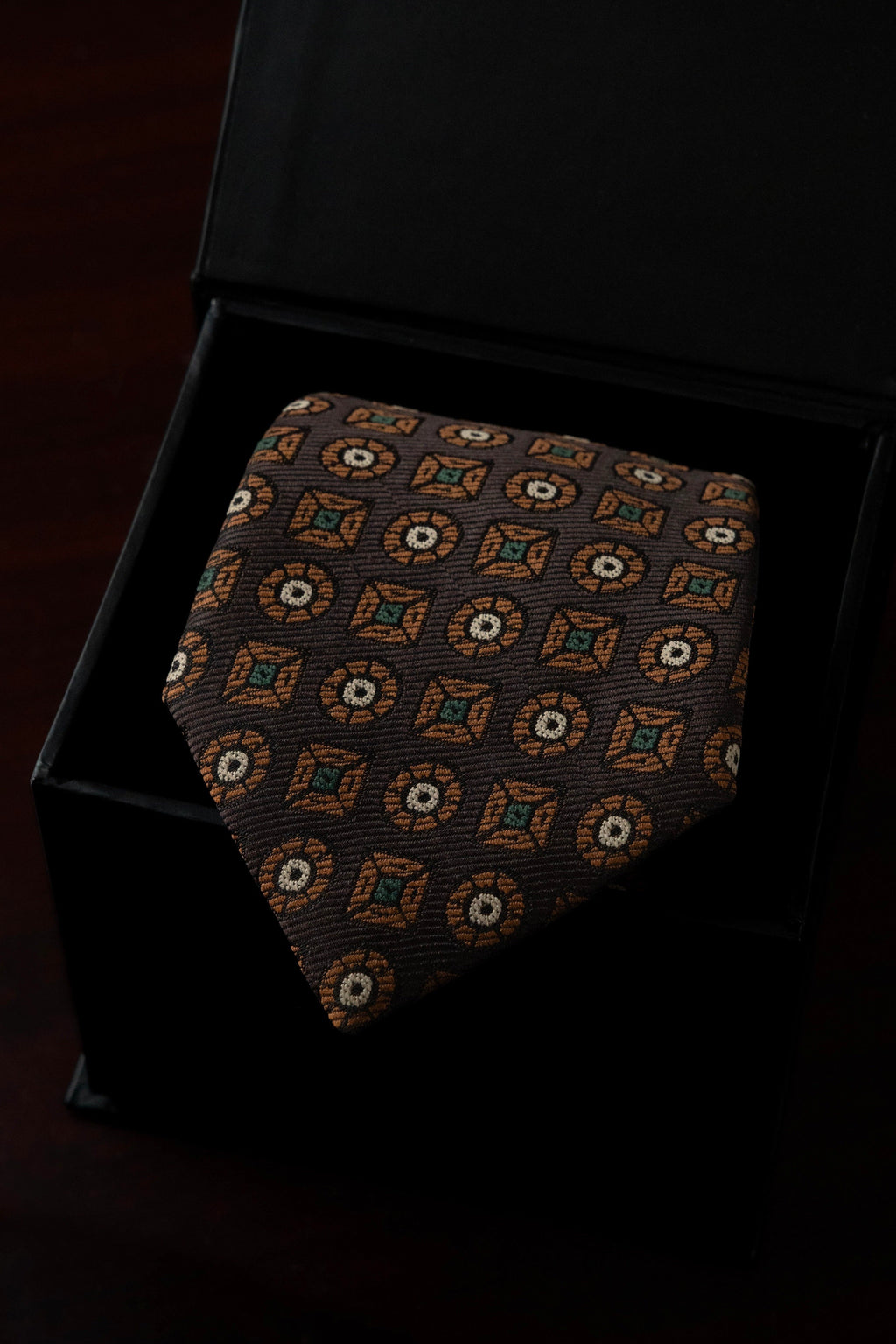 Emerald Brown Silk Jacquard Tie