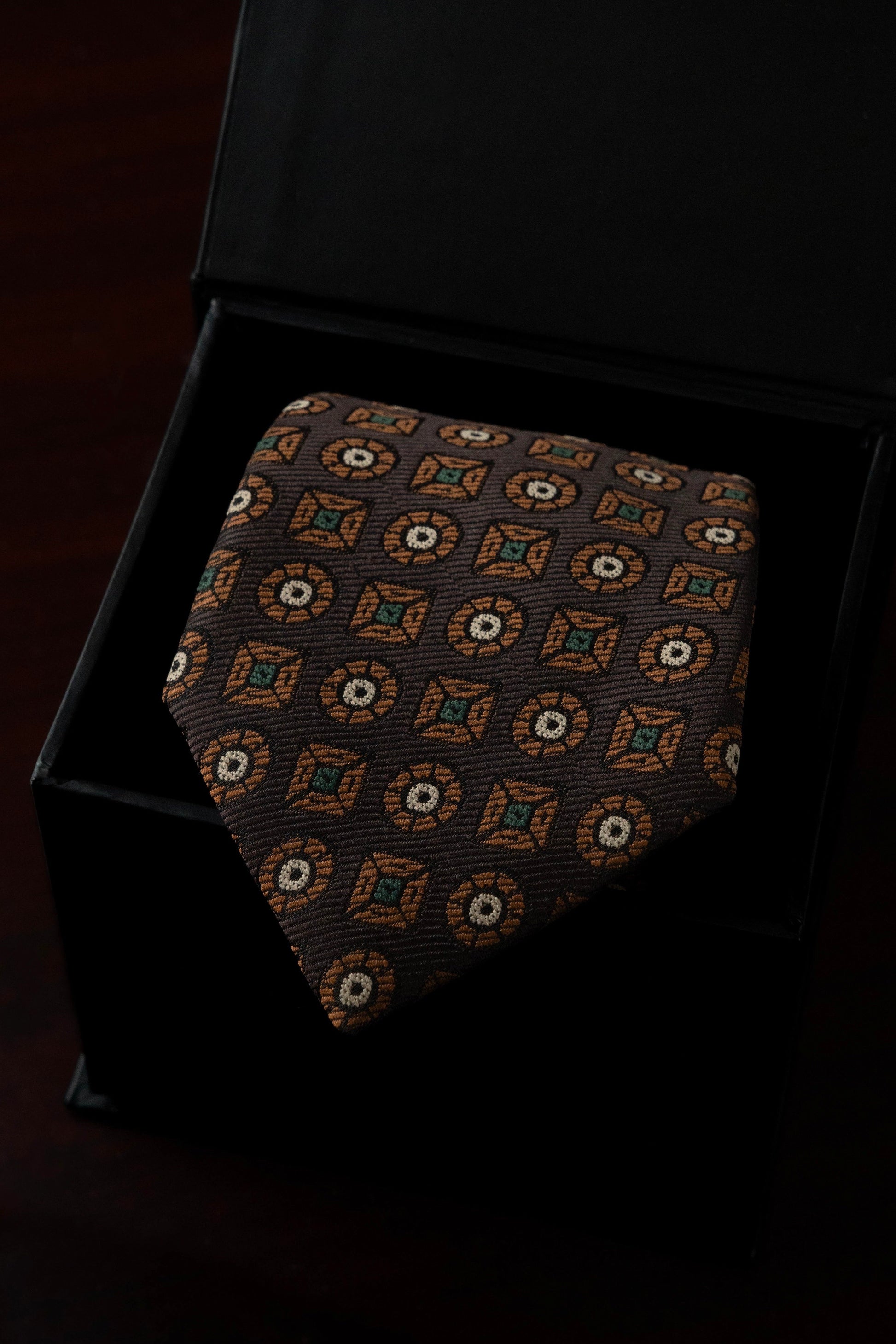 Emerald Brown Silk Jacquard Tie