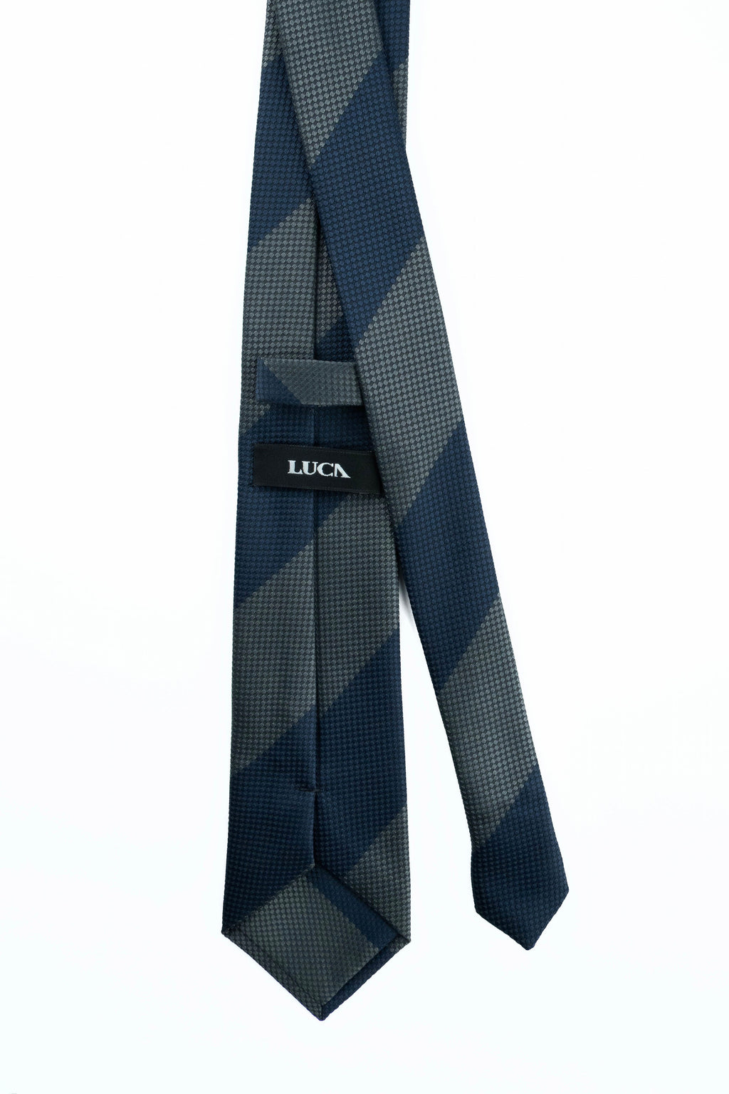 Grey & Navy Silk Jacquard Tie