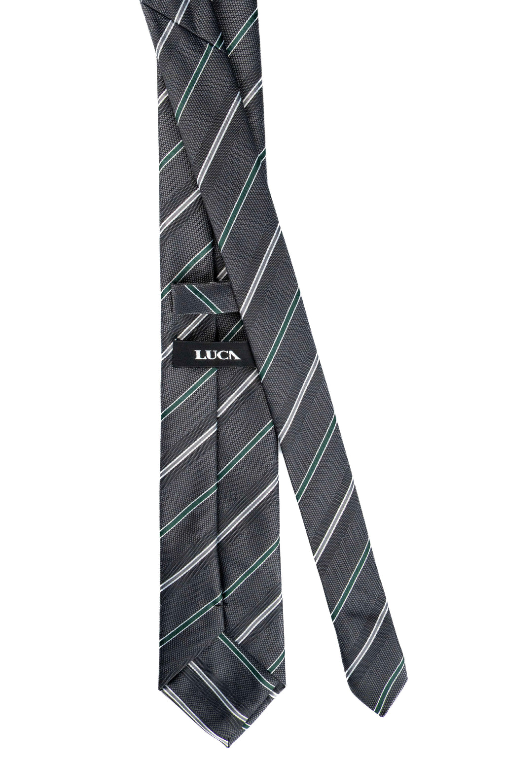 Dark Green Glow on Grey Silk Jacquard Tie
