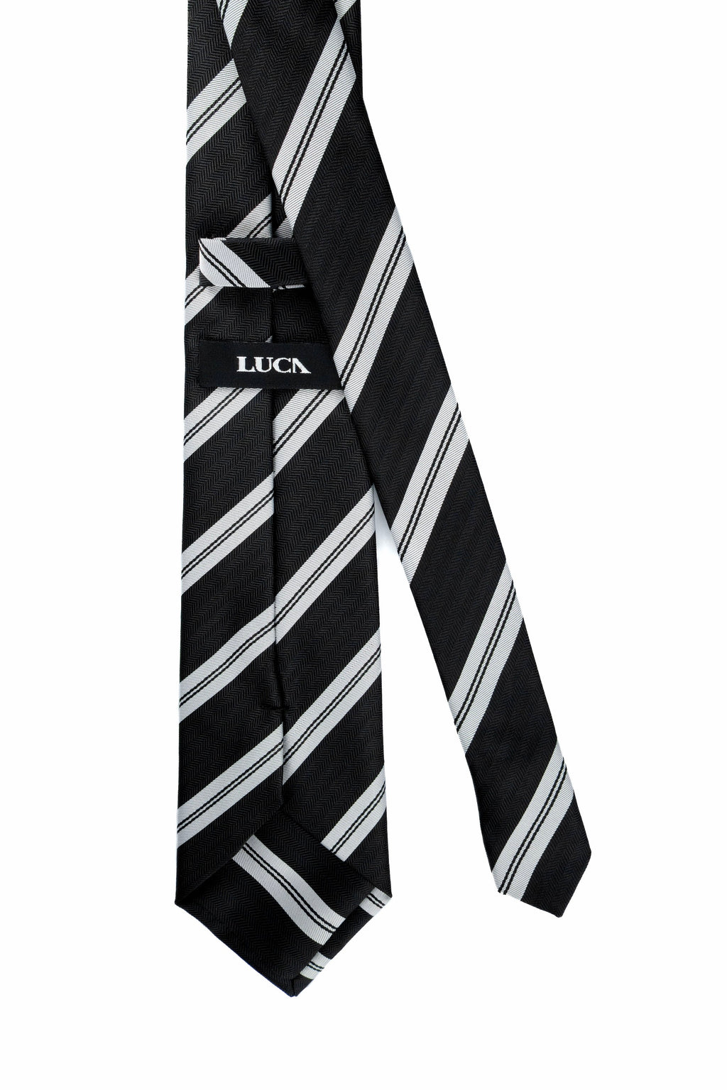 Black Striped Silk Jacquard Tie