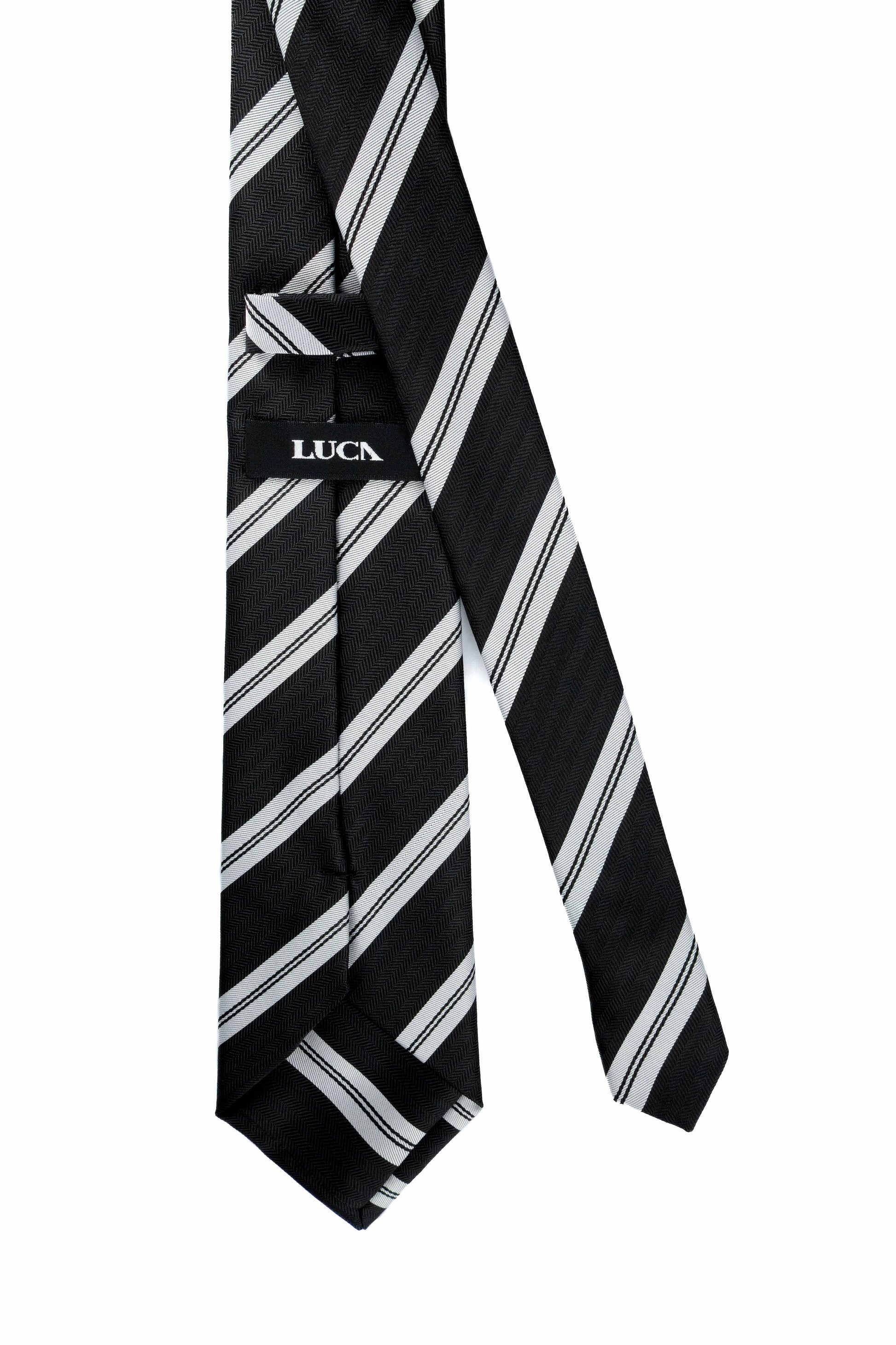 Black Striped Silk Jacquard Tie