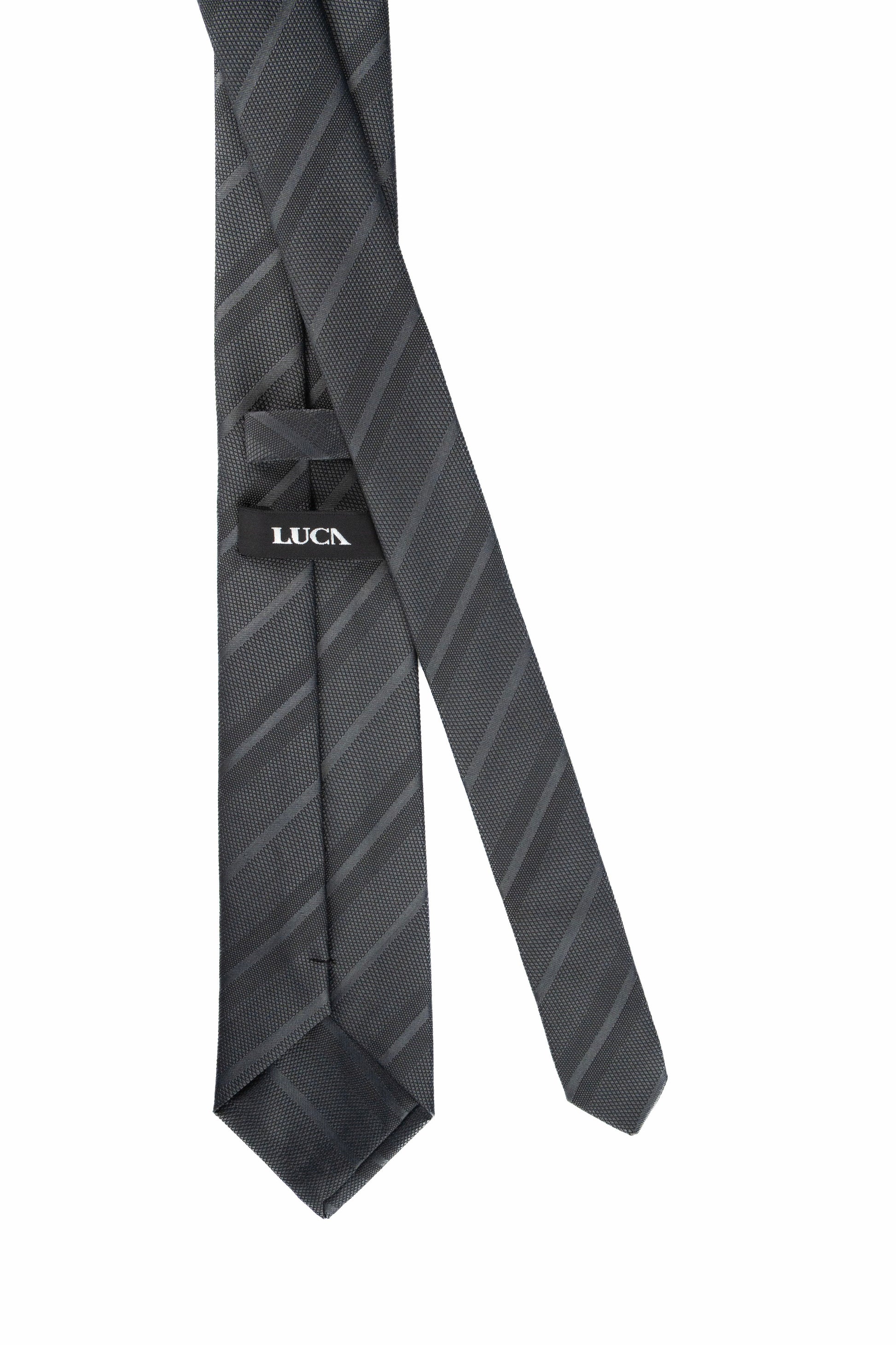 Dark Grey Striped Silk Jacquard Tie