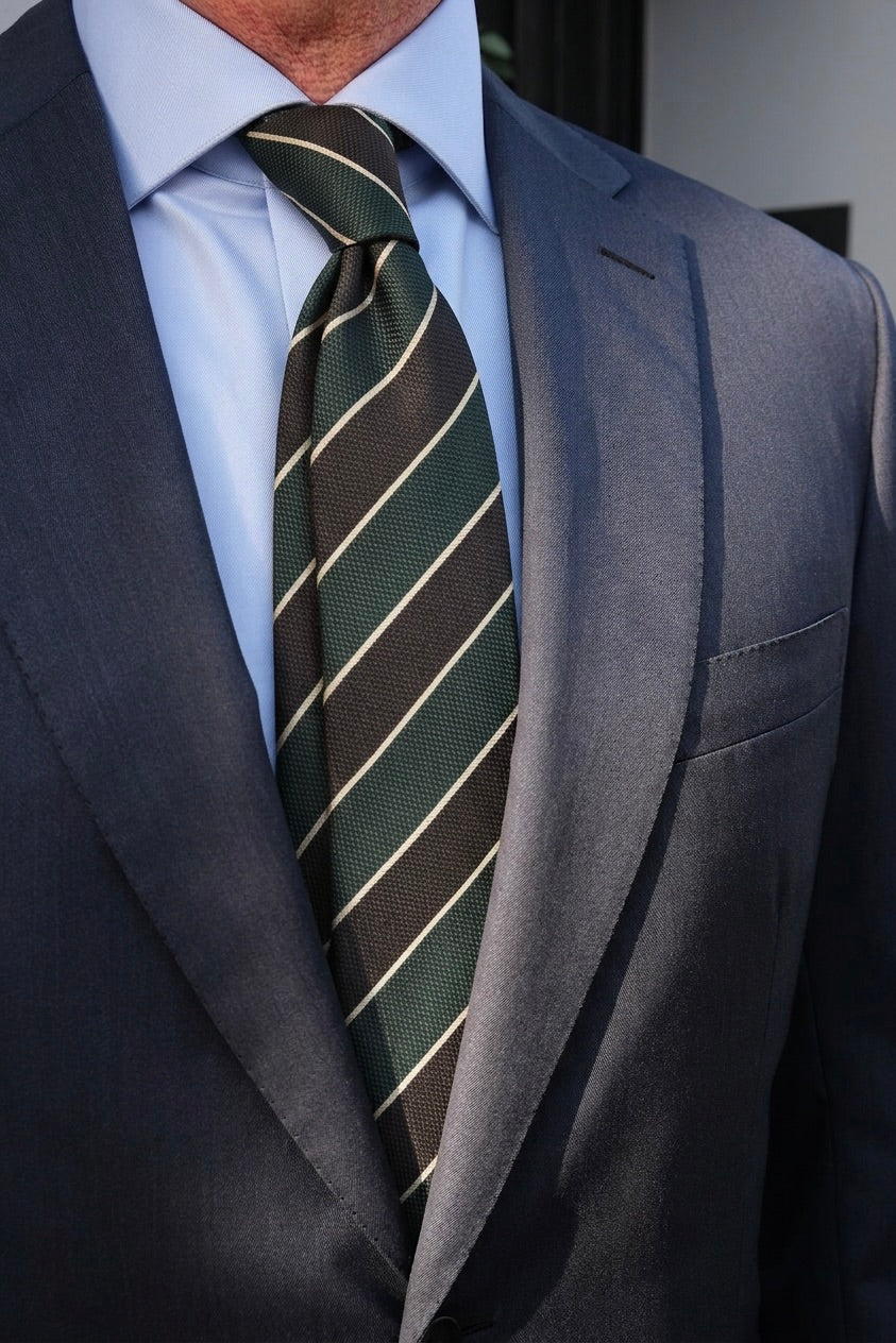Cocoa Olive Silk Jacquard Tie