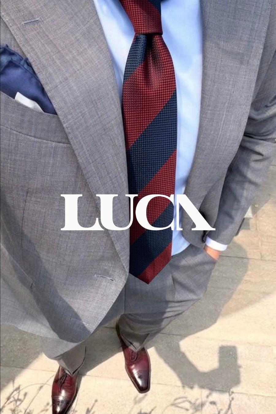 Burgundy & Navy Silk Jacquard Tie