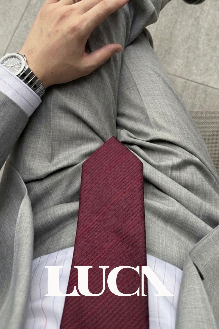 Burgundy Lines Silk Jacquard Tie